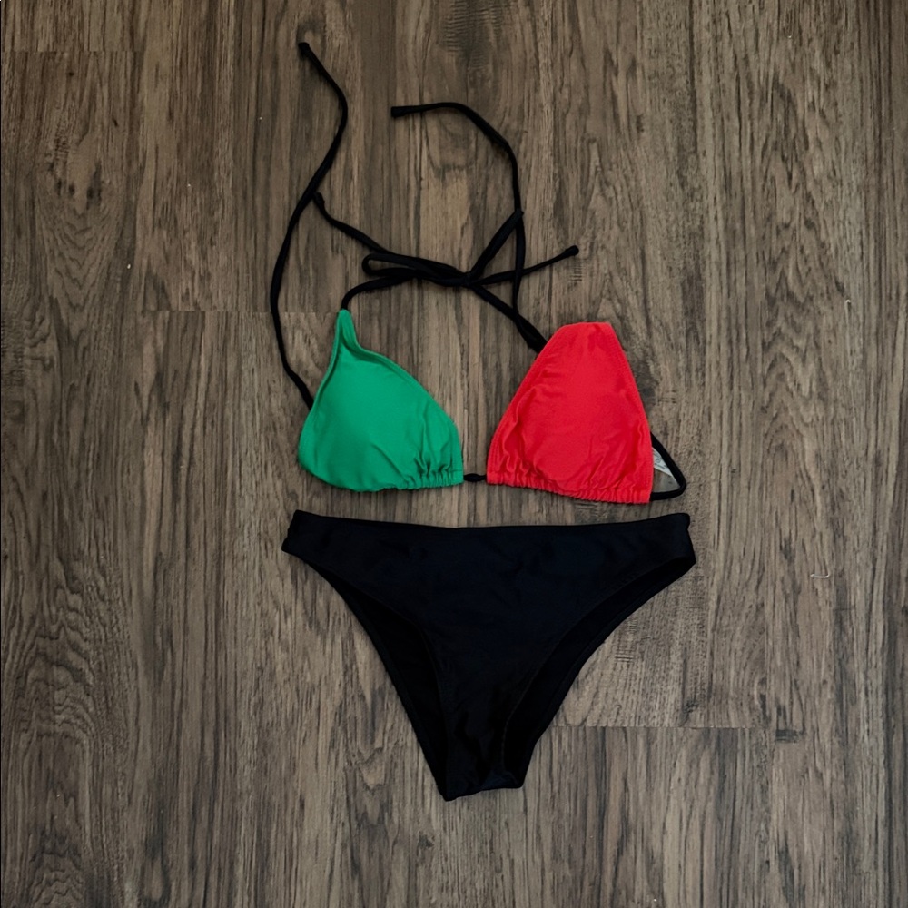 Colorblock Triangle Bikini Set